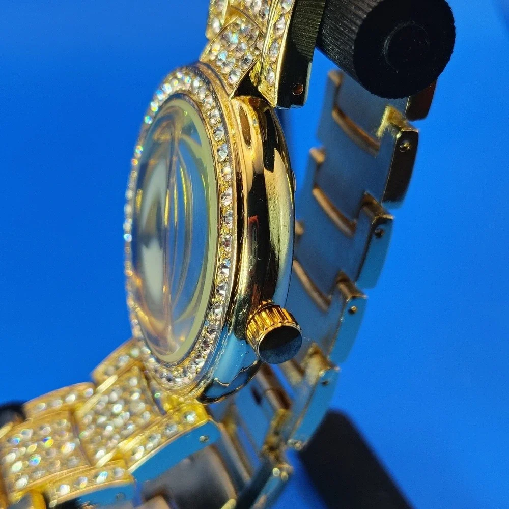 Vintage 2013 Michael Kors MK Logo Rhinestone Bust Down 35mm Women's Quartz Watch